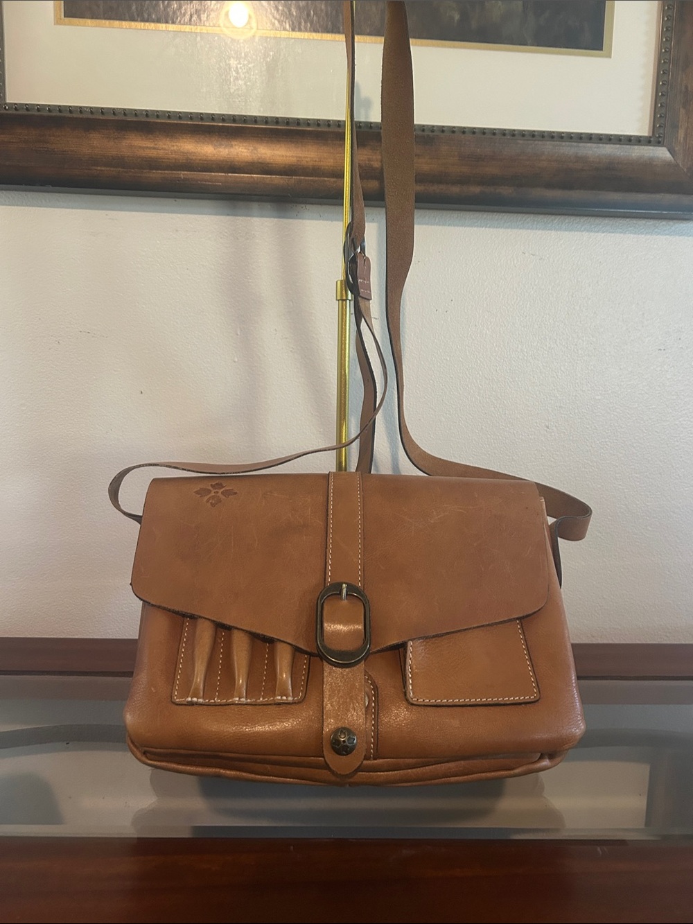 Patricia Nash Tan Leather Crossbody Satchel